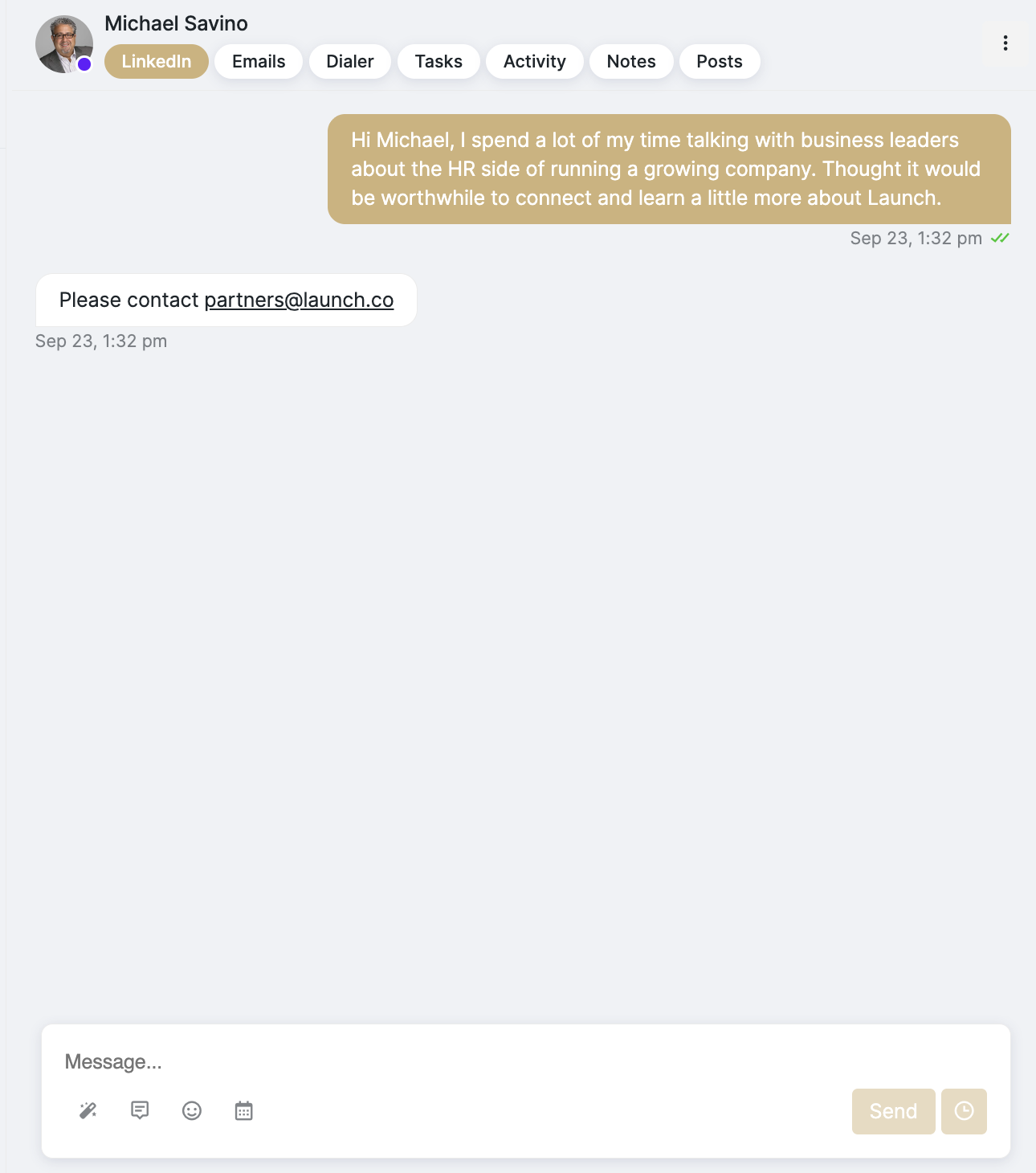 LinkedIn conversation with Michael Savino