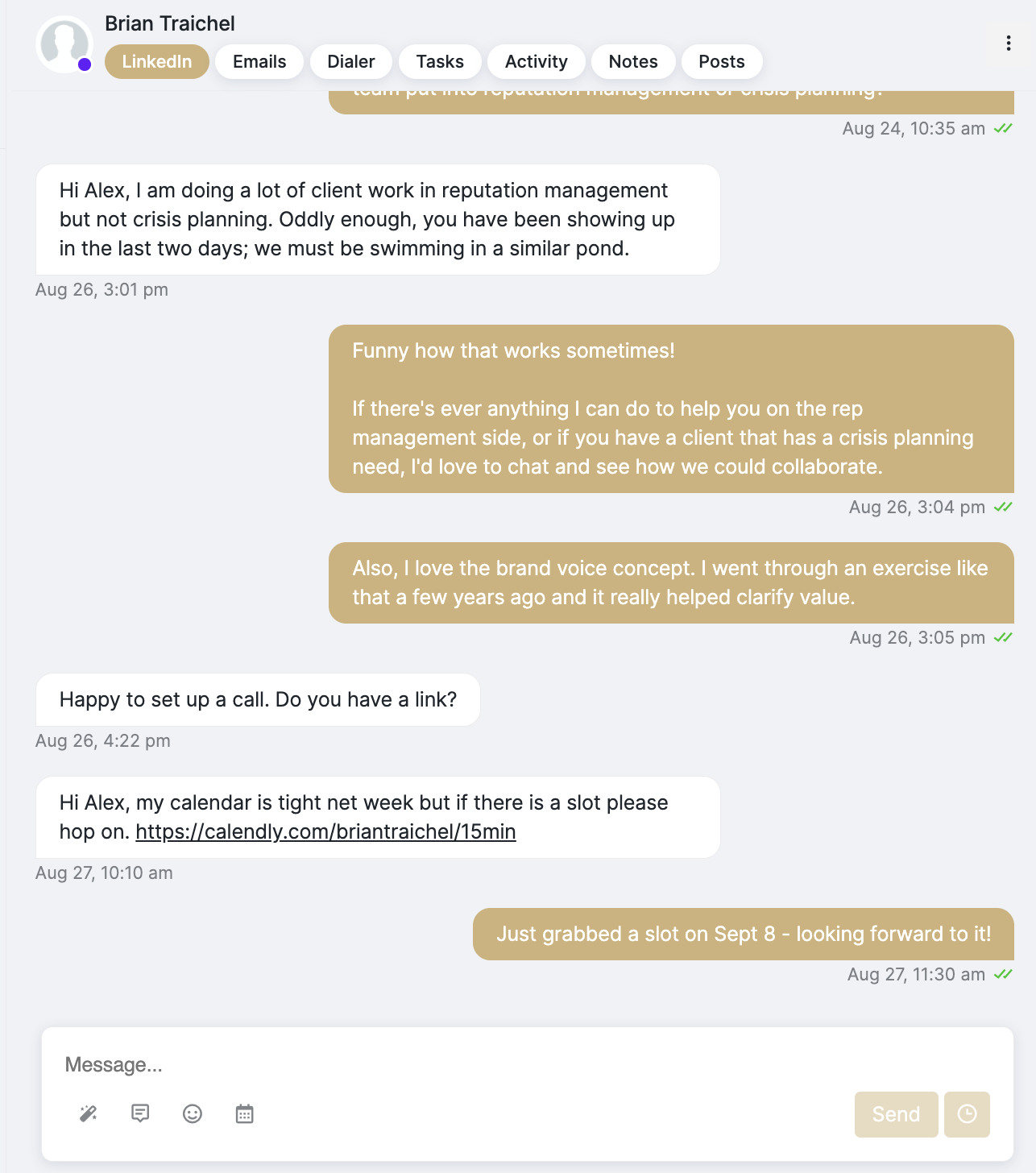 LinkedIn conversation with Brian Traichel