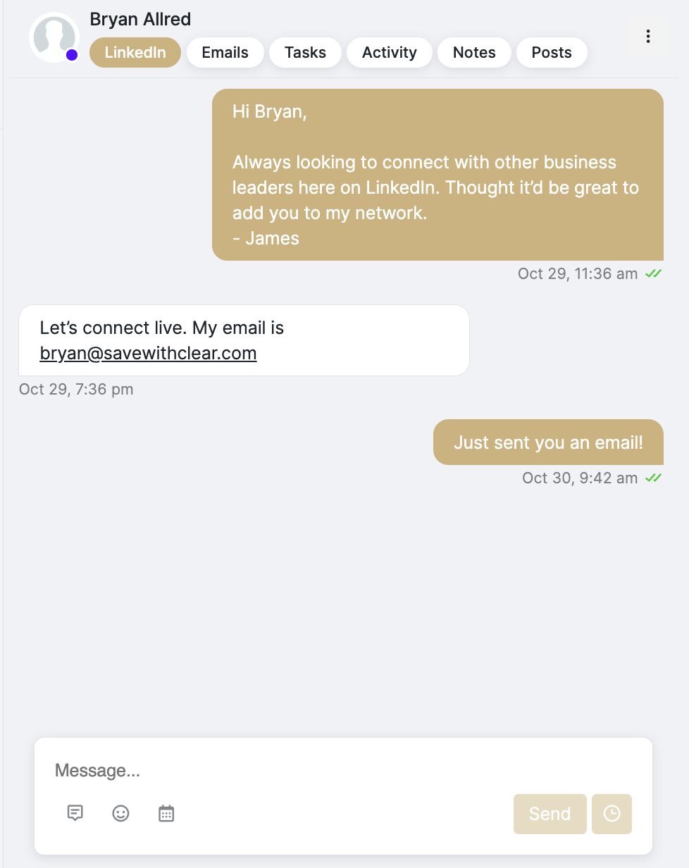 LinkedIn conversation with Bryan Allred