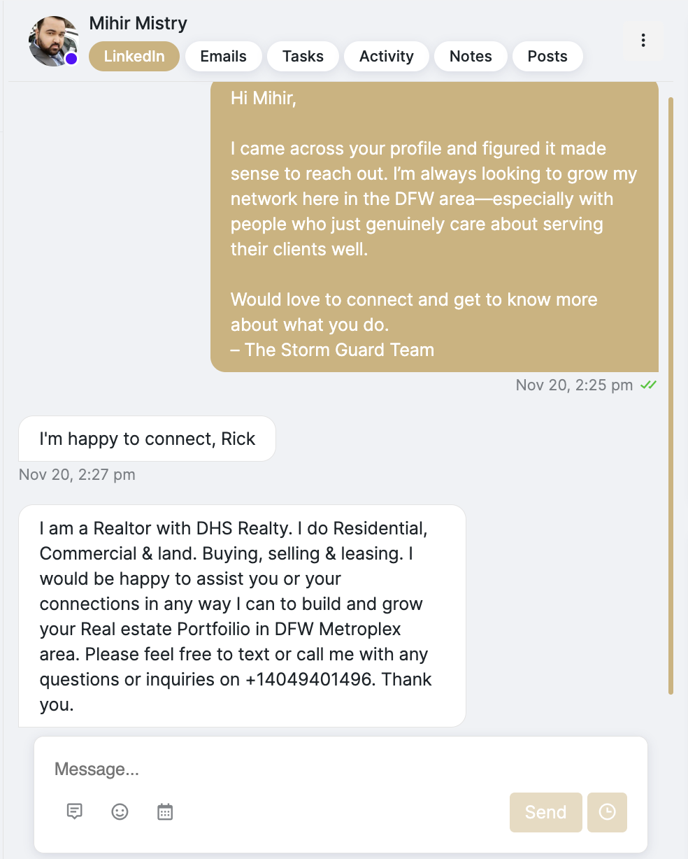 LinkedIn conversation with Mihir Mistry